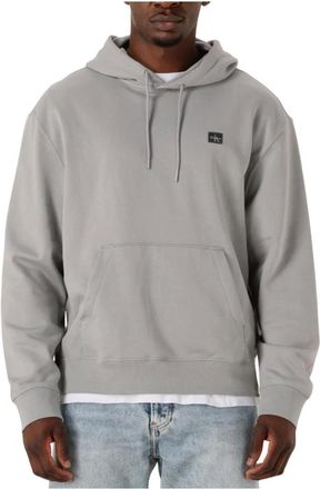 Calvin Klein Hoodies & sweatvesten, Heren, Grijs, XL, Grijze LS EU Badge Terry Hoodie