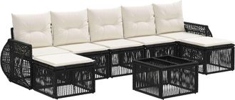 vidaXL Conjunto De Sof&aacute;s De Jard&iacute;n 8 Uds. Negro Y Blanco Crema Vidaxl