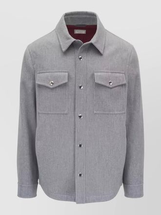 Brunello Cucinelli silk nylon blend coat point collar
