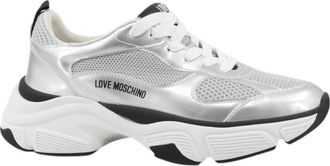 Love Moschino Laminaten en Mesh Sneakers - Dames - Sneakers - Grijs - 36 EU - Polyester - Schoenen