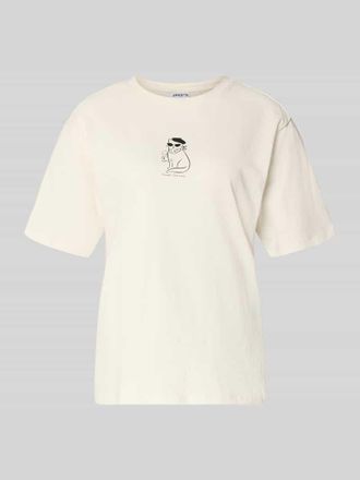 Jake*s Casual T-Shirt mit Rundhalsausschnitt und Motiv-Print in Offwhite, Gr&ouml;&szlig;e XXL
