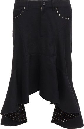 Junya Watanabe 2013 black studded pocket polka dot deconstructed flare skirt S