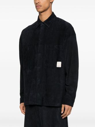 Emporio Armani Mens Luxurious Leather Shirt Design - Black - Size EU 48 (Mens)