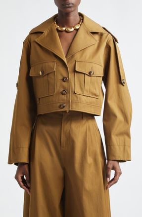 Zimmermann Kindred Spirit Luna Cotton Drill Cargo Jacket in Dark Khaki at Nordstrom, Size 3