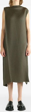 Issey Miyake Fold Pleats sleeveless midi dress - Verde