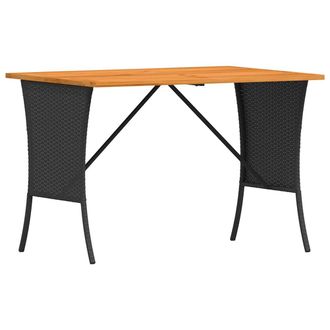 vidaXL Mesa De Jard&iacute;n Superficie De Madera Rat&aacute;n Pe Negro 105x75x72 Cm Vidaxl