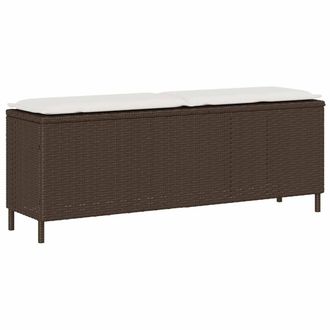 vidaXL Vidaxl - Banco De Jard&iacute;n Con Coj&iacute;n Marr&oacute;n 110x30x40,5 Cm Rat&aacute;n Sint&eacute;tico