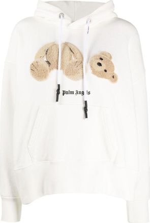 Palm Angels (WMNS) Palm Angels Broken Bear Cotton Hoodie White PWBB023F20FLE0030360