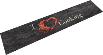 vidaXL Vidaxl - Alfombra de cocina lavable terciopelo Cooking negro 60x300 cm