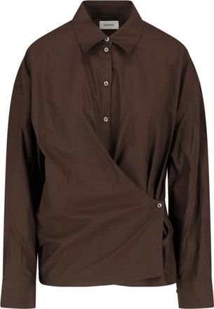 Christophe Lemaire Brown Classic Collar Twisted Cotton-Silk Shirt