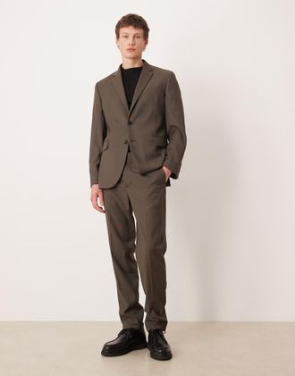 Mango Milan - Pantaloni sartoriali slim marrone a quadri in coordinato