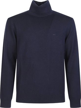 Michael Kors logo-embroidered roll-neck jumper - Blue