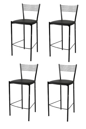 Tommychairs Tommychairs 4 Taburetes Elegance En Acero Negro Asiento Polipiel Negro