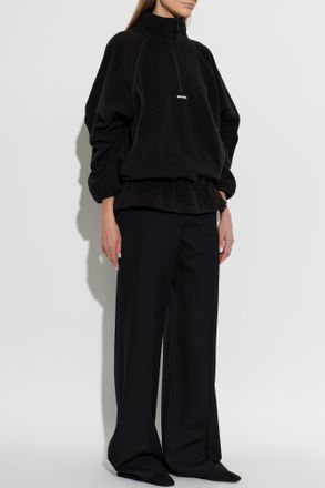 Rotate Loose-Fit Fleece Sweatshirt With Stand-Up Collar, Womens, Black