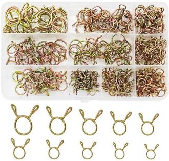 OEM Dailygoods, 250 Unidades, Abrazaderas De Resorte, Acero/zinc, Tama&ntilde;os 5-14 Mm, Caja De Pl&aacute;stico, Organizadas Y Transparentes, Abrazaderas