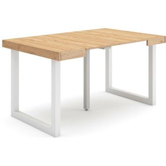 Skraut Home Mesa Consola Extensible, Mesa Comedor Plegable, 140, Para 6 Comensales, Patas Madera Maciza, Estilo Moderno, Roble - Skraut Home