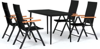 vidaXL Juego De Comedor Para Jard&iacute;n 5 Piezas Negro Vidaxl