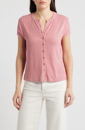 Bernardo Ribbed Buttoned Shirt in Blush at Nordstrom, Size X-Large