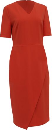 BOSS Boss by Hugo Boss V-Neck Asymmetric Midi Shift Dress in Orange Polyamide