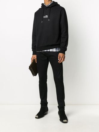 Dsquared2 Mens Small Icon Print Hoodie in Black Cotton - Size X-Large