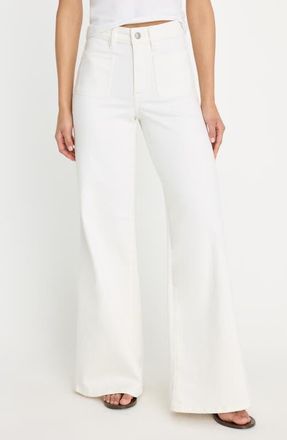 Good American Good Waist Patch Pocket High Waist Palazzo Jeans in White at Nordstrom, Size 15