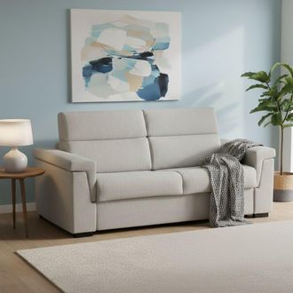 Dmora Sof&aacute; Cama 3 Plazas Nus, Desenfundable, Con Almacenamiento Hecho En Italia, Lavable, 225x95 Cm Beige