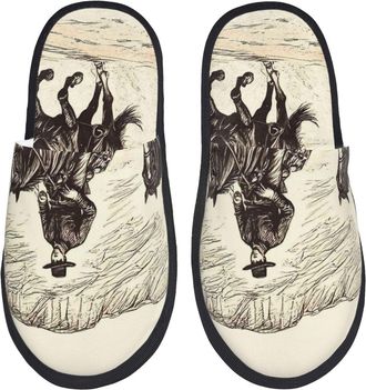 Generic Western Desert Cowboy1 Women Men House Slippers Breathable House Shoes Warm Sliders For Indoor Outdoor Winter L