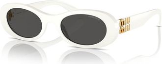 Miu Miu MU06ZS1425S0 Oval Dark Lens Sunglasses - White