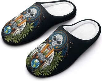 Generic Aliens1 And Weed1 Funny Mens Cotton Slippers Soft Non-Slip Rubber Sole House Slipper Indoor Outdoor