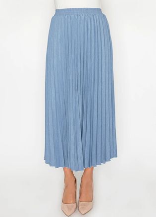 YAL New York Soft Blue Denim Pleated Skirt