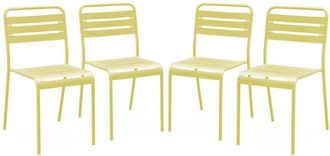 Sweeek Set of 4 steel garden chairs, 4 seater, yellow, Amelia, W44 x D52 x H79cm