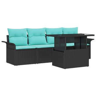 vidaXL Set Divano Da Giardino 5 Pz Nero Vidaxl