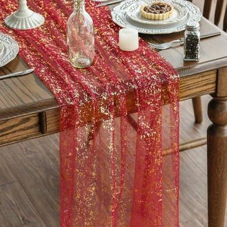 OEM Tira De Mesa Transparente Con L&aacute;mina Brillante, 75 X 300 Cm, Decoraci&oacute;n Para Fiestas, Celebraciones Y Cumplea&ntilde;os (interiores), Naranja