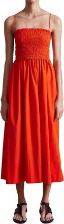 Apiece Apart Porta Smocked Spaghetti Midi Dress In Flambe