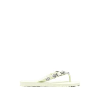 Balenciaga Crystal-Embellished Thong Sandals - Green