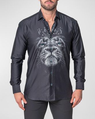Maceoo Mens Fibonacci Lion Crown Sport Shirt