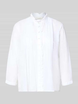 Christian Berg Regular Fit Bluse mit R&uuml;schenbesatz in Weiss, Gr&ouml;&szlig;e 34