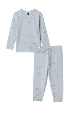 Mocha Boy Stars Print Cotton Round Neck Top and Pants Set in Blue at Nordstrom, Size 18M