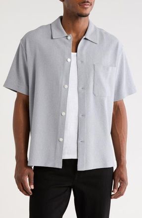 Frame Denim Textured Cotton Blend Button-Up Shirt in Blue Grey at Nordstrom, Size Xx-Large