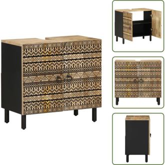 vidaXL Arredamento bagno - vidaXL Mobile Lavabo da Bagno Nero 62x33x58 cm Legno Massello di Mango - Mobile per lavabo