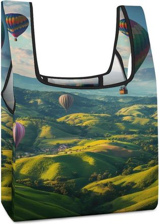 Generic Hot-Air Balloons Shopping Bag Reusable Grocery Tote Bag Foldable Handbag for Travel Picnic