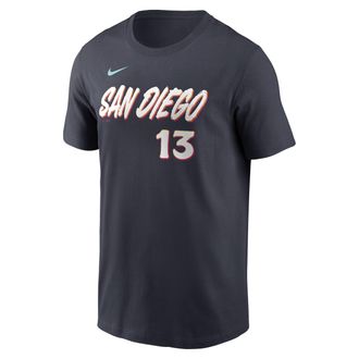 Nike Manny Machado San Diego Padres City Connect Nike Mens MLB T-Shirt in Black | N1994CAPY9-WMK