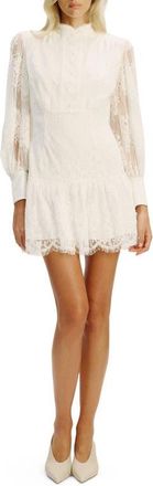 Bardot Olessia Long Sleeve Lace Minidress in Ivory at Nordstrom, Size 10