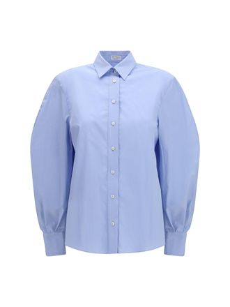 Brunello Cucinelli Cotton Bell Sleeve Shirt - Blue
