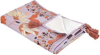 Beliani Beliani - Outdoor Picnic Blanket with Strap Woven Floral Pattern 200 x 200 cm Purple Tufki