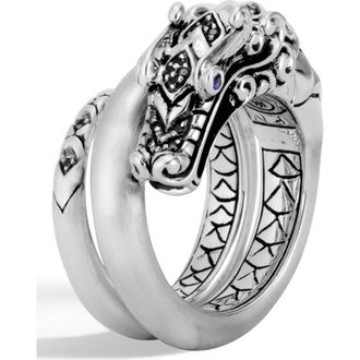 John Hardy Legends Naga Brushed Coil Ring in Black Spinel/Blue Sapphire at Nordstrom Rack, Size 7