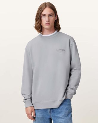 AllSaints Mens Cotton Underground Relaxed Fit Crew Neck Sweatshirt, Size: XXL