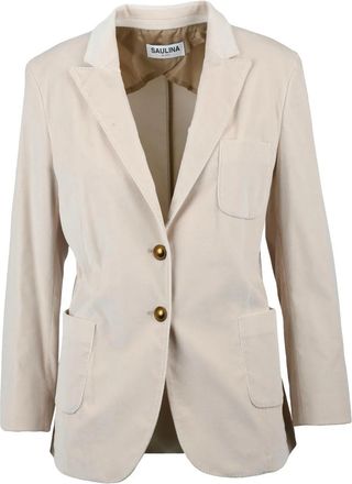 Saulina Milano Beige Cotton Viscose Elastane Womens Velvet Jacket