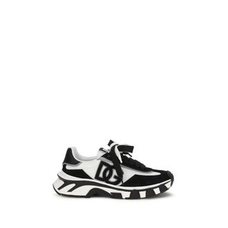 Dolce & Gabbana Black Calf Leather Bos Taurus Athletic Mens Sneakers
