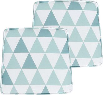 Beliani Conjunto De 2 Cojines Para Silla De Jard&iacute;n Azul Blanco 37 X 34 Cm Geom&eacute;trico Terni